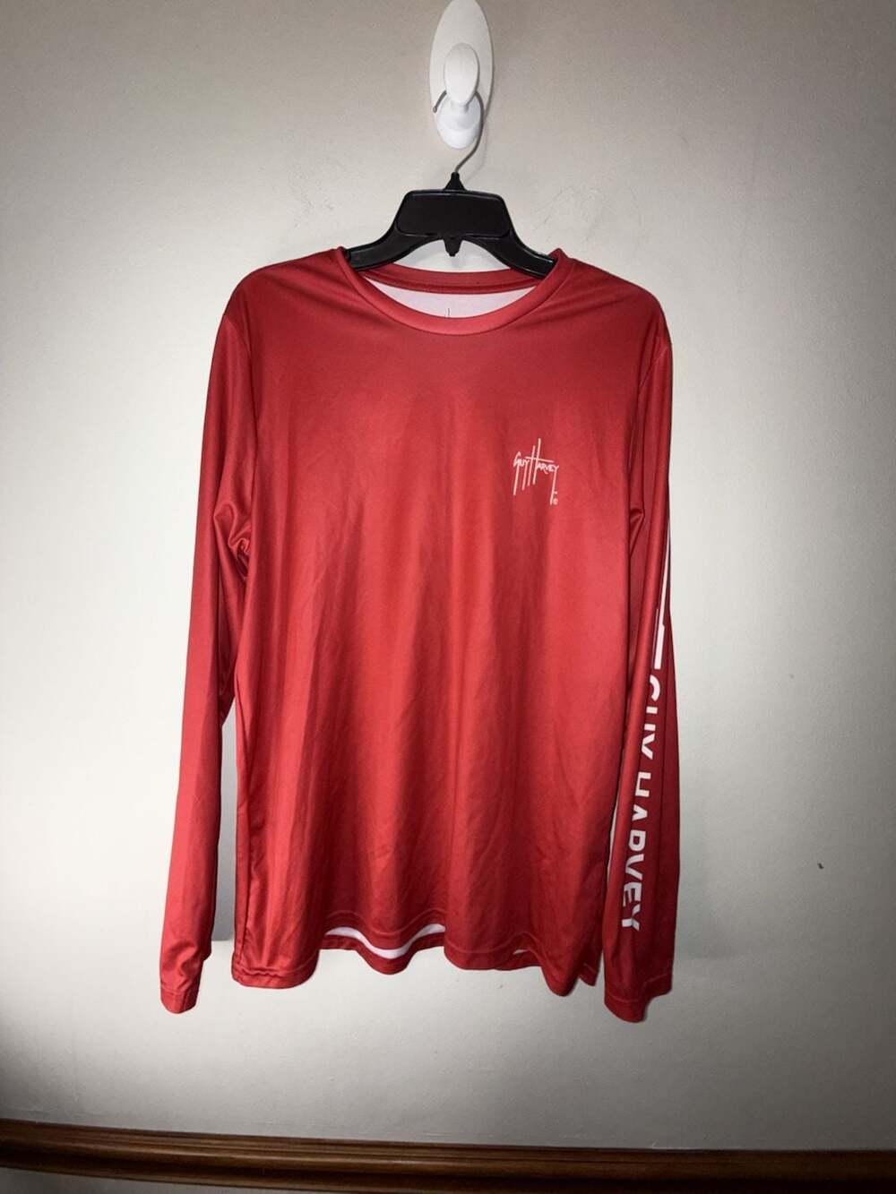 Guy Harvey Men's Long Sleeve Performance Fishing Shirt Red Size M